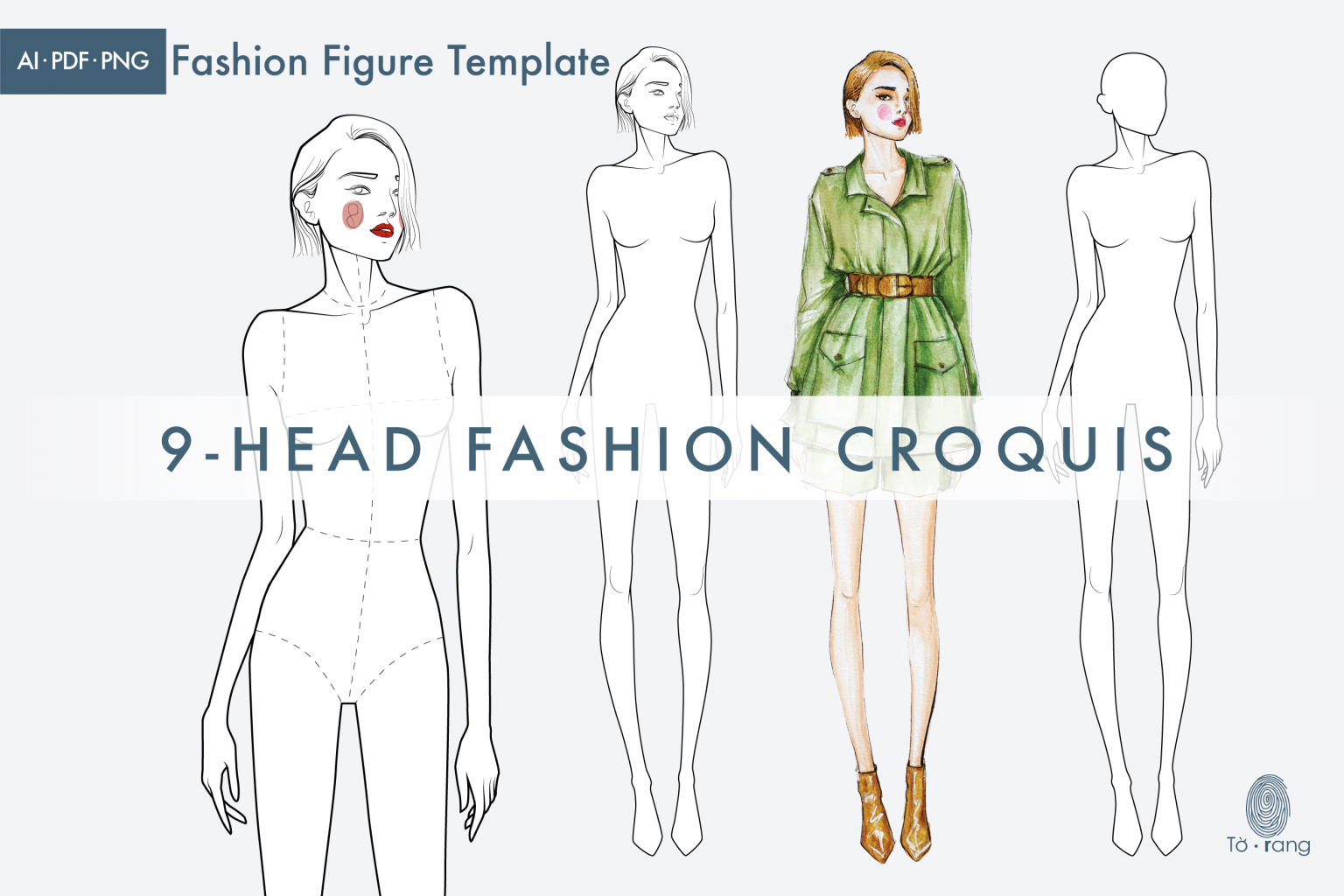 Female Fashion Figure Template 9 Head Fashion Croquis Relaxed Pose