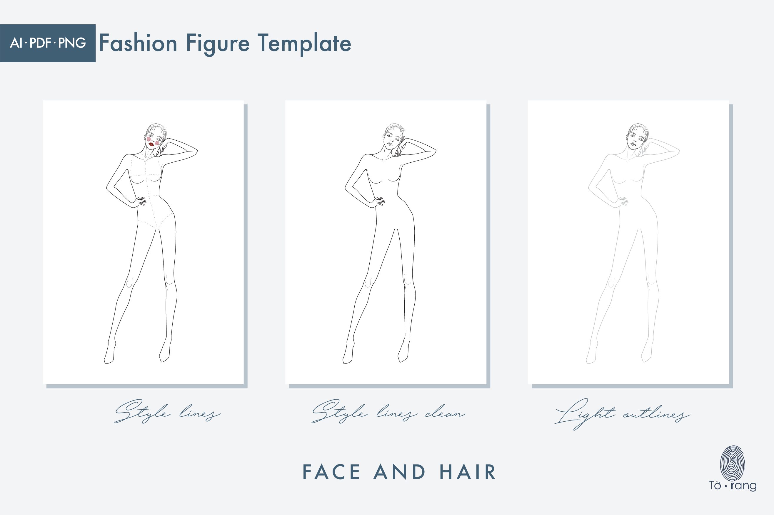 Female Fashion Figure Template, 9-Head Fashion Croquis, Fashion Illustration - Image 3