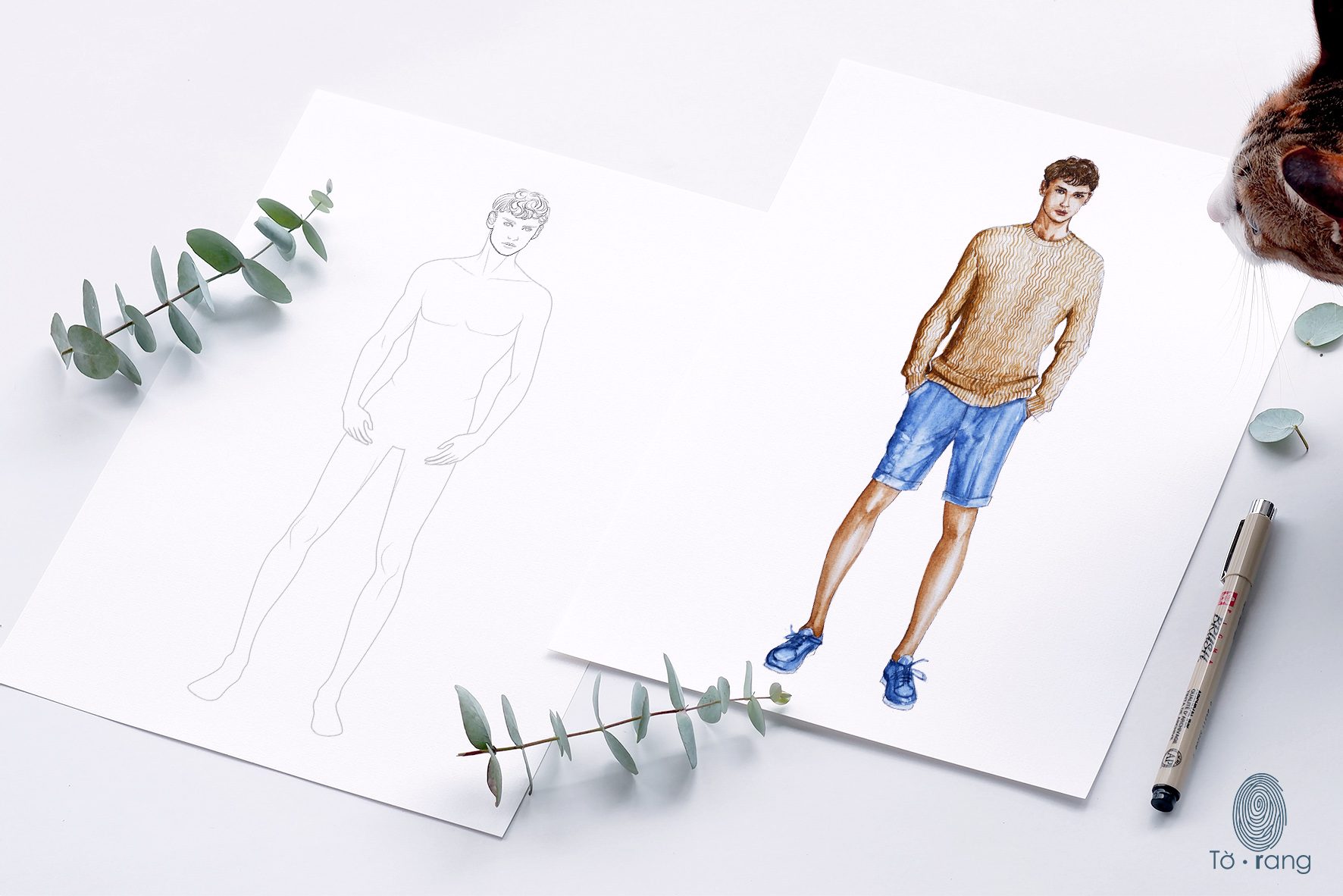Male Croquis for Fashion Illustration, 9-Head Fashion Figure Template - Image 5