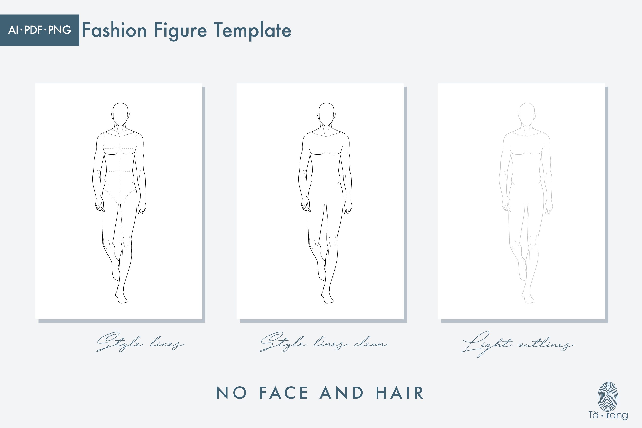 Male Fashion Figure Template, 9-Head Fashion Croquis, Catwalk Pose - Image 4