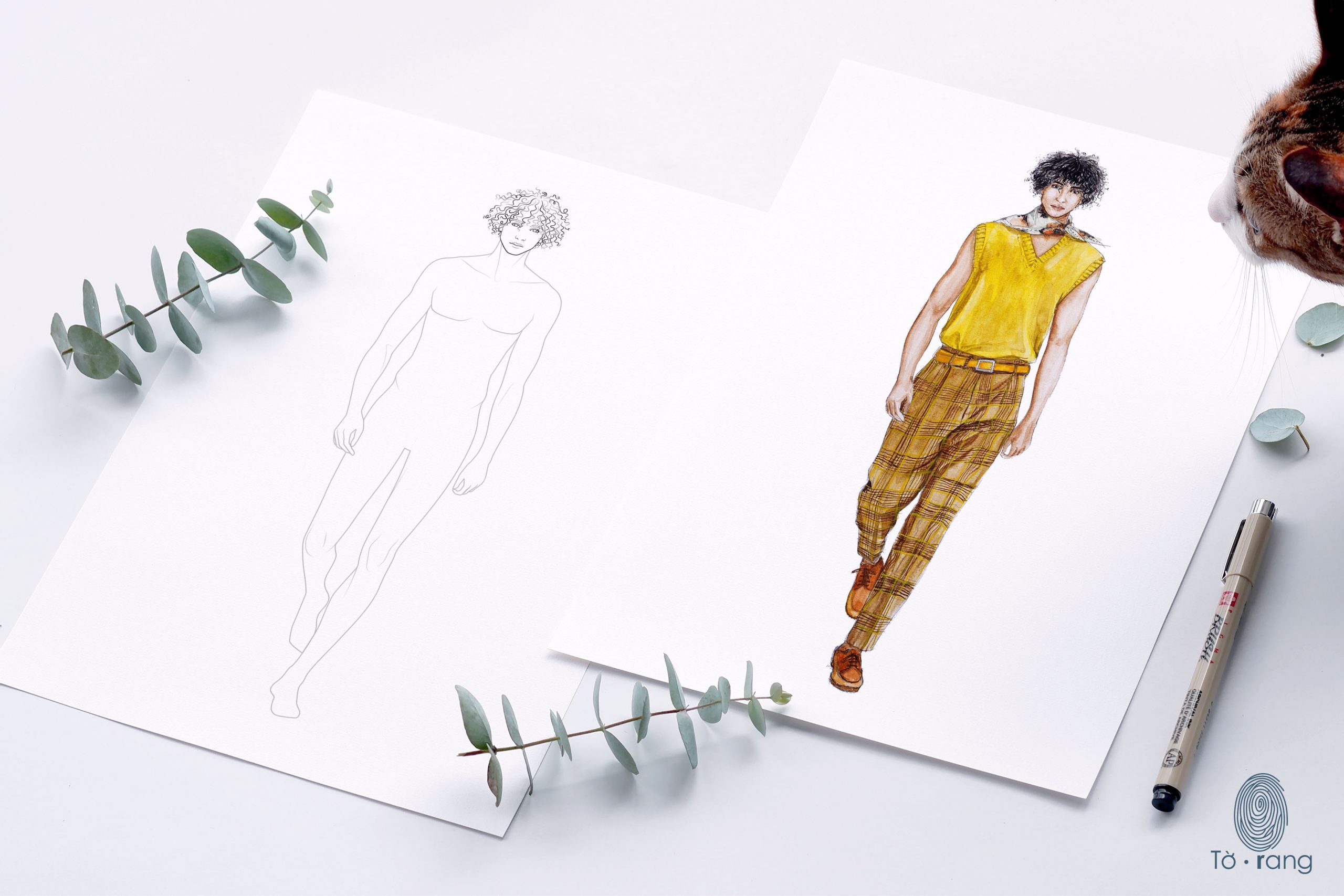 Male Fashion Figure Template, 9-Head Fashion Croquis, Catwalk Pose - Image 5