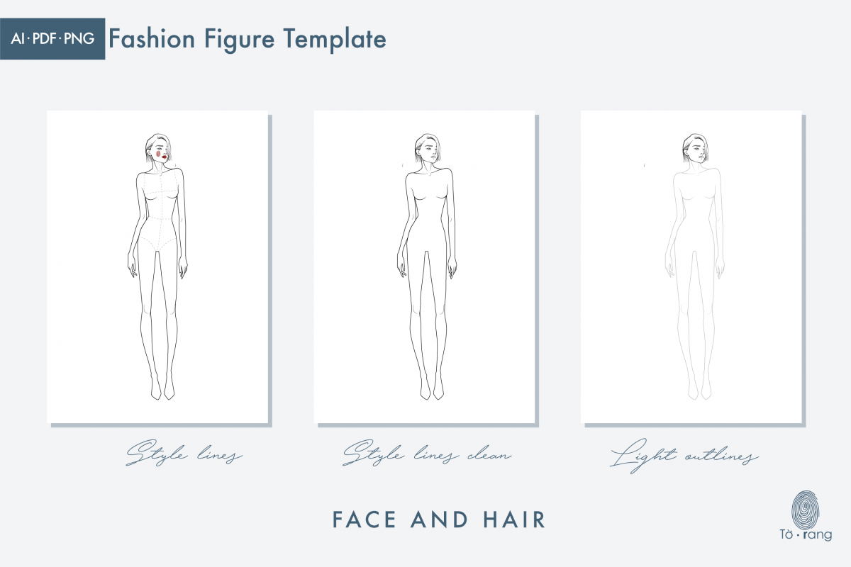 Female Fashion Figure Template, 9-Head Fashion Croquis, Relaxed Pose - Image 3