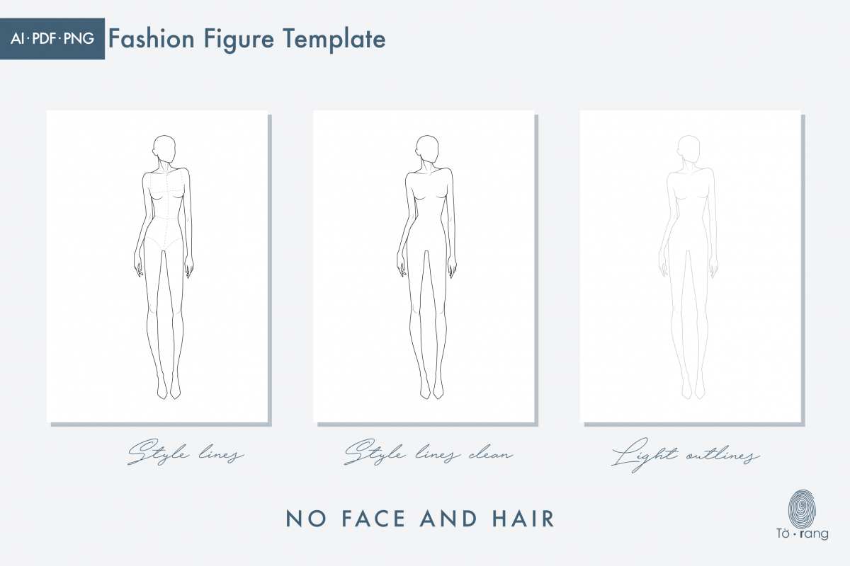 Female Fashion Figure Template, 9-Head Fashion Croquis, Relaxed Pose - Image 4