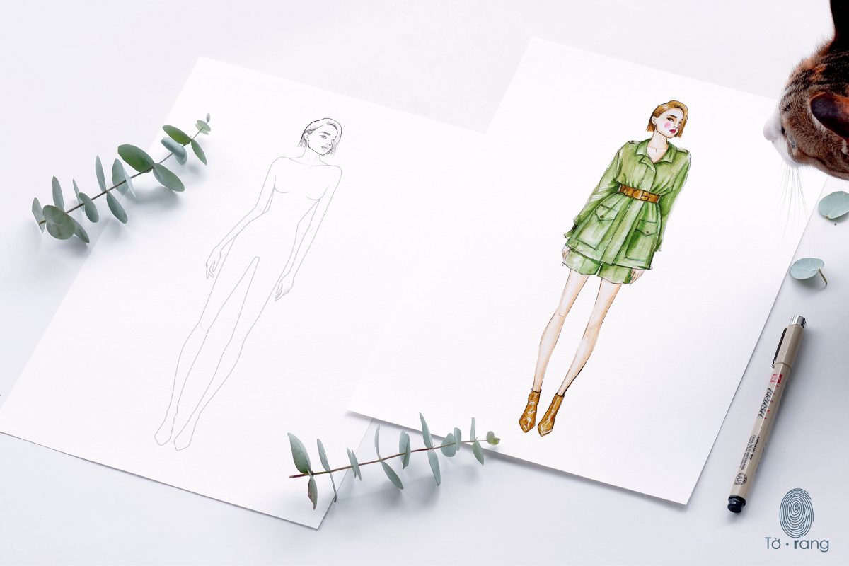 Female Fashion Figure Template, 9-Head Fashion Croquis, Relaxed Pose - Image 5