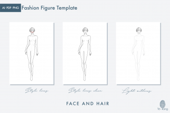 Female Fashion Figure Template, 9 Head Fashion Croquis, Catwalk Pose - Image 3