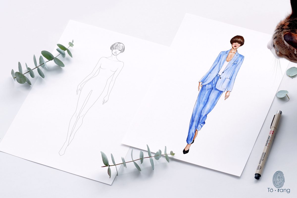 Female Fashion Figure Template, 9 Head Fashion Croquis, Catwalk Pose - Image 5