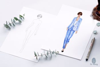 Female Fashion Figure Template, 9 Head Fashion Croquis, Catwalk Pose - Image 5