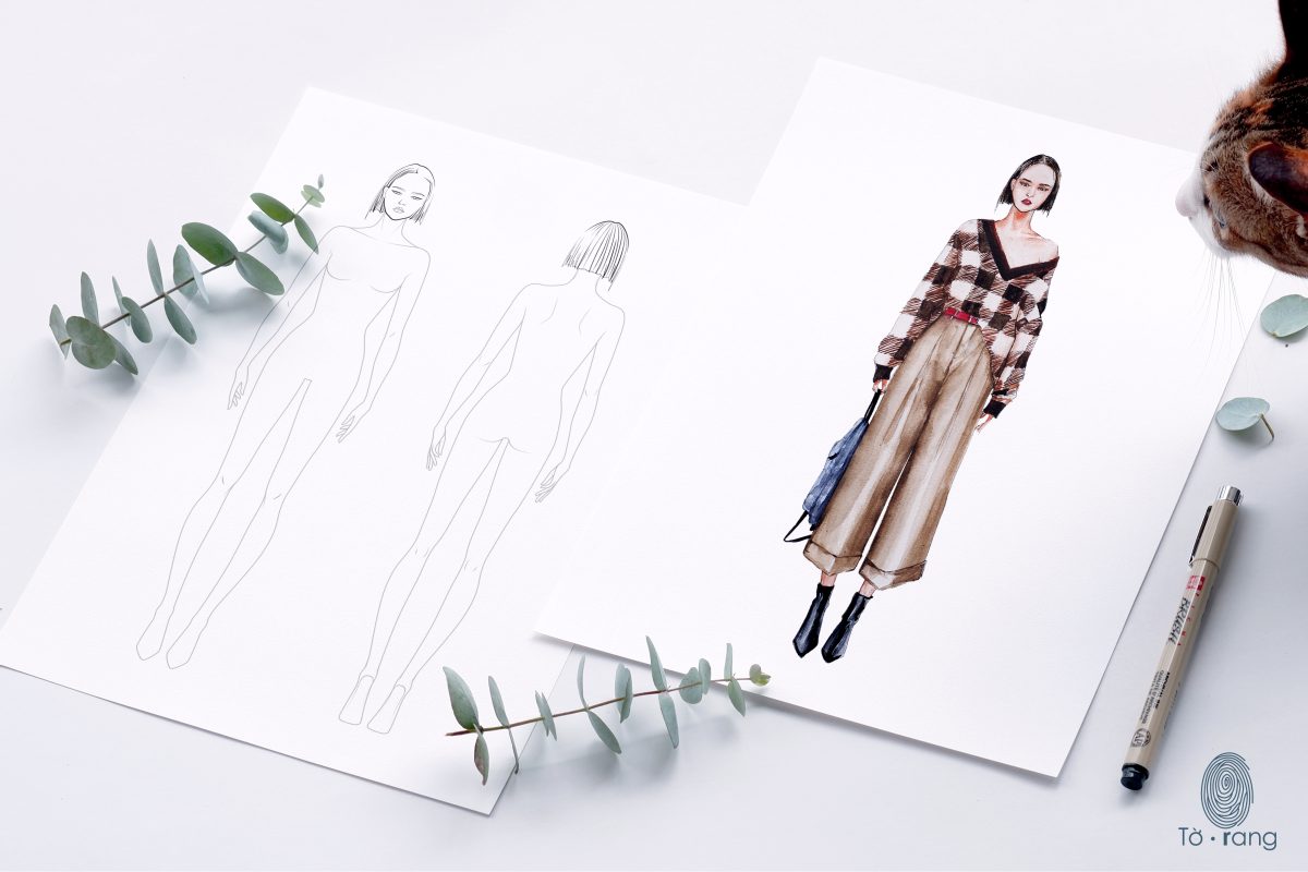 Female Fashion Figure Templates, 9 Head Fashion Croquis, Front and Back - Image 5