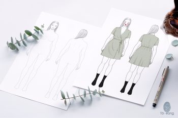 Plus Size Female Fashion Figure Templates, 8 Head Croquis, Front and Back Views - Image 5