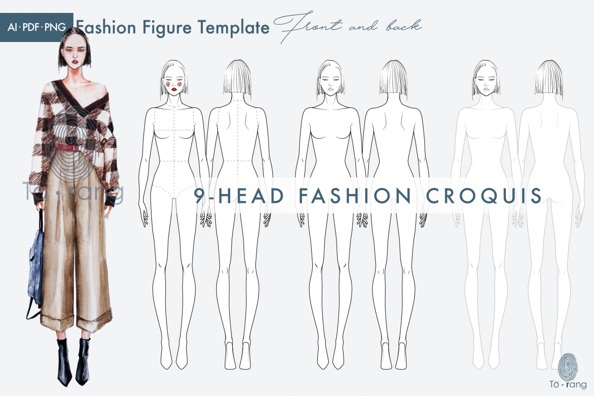 female fashion figure templates back
