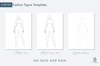 Plus Size Female Figure Templates for Fashion Illustrations, 8-Head Fashion Croquis - Image 5