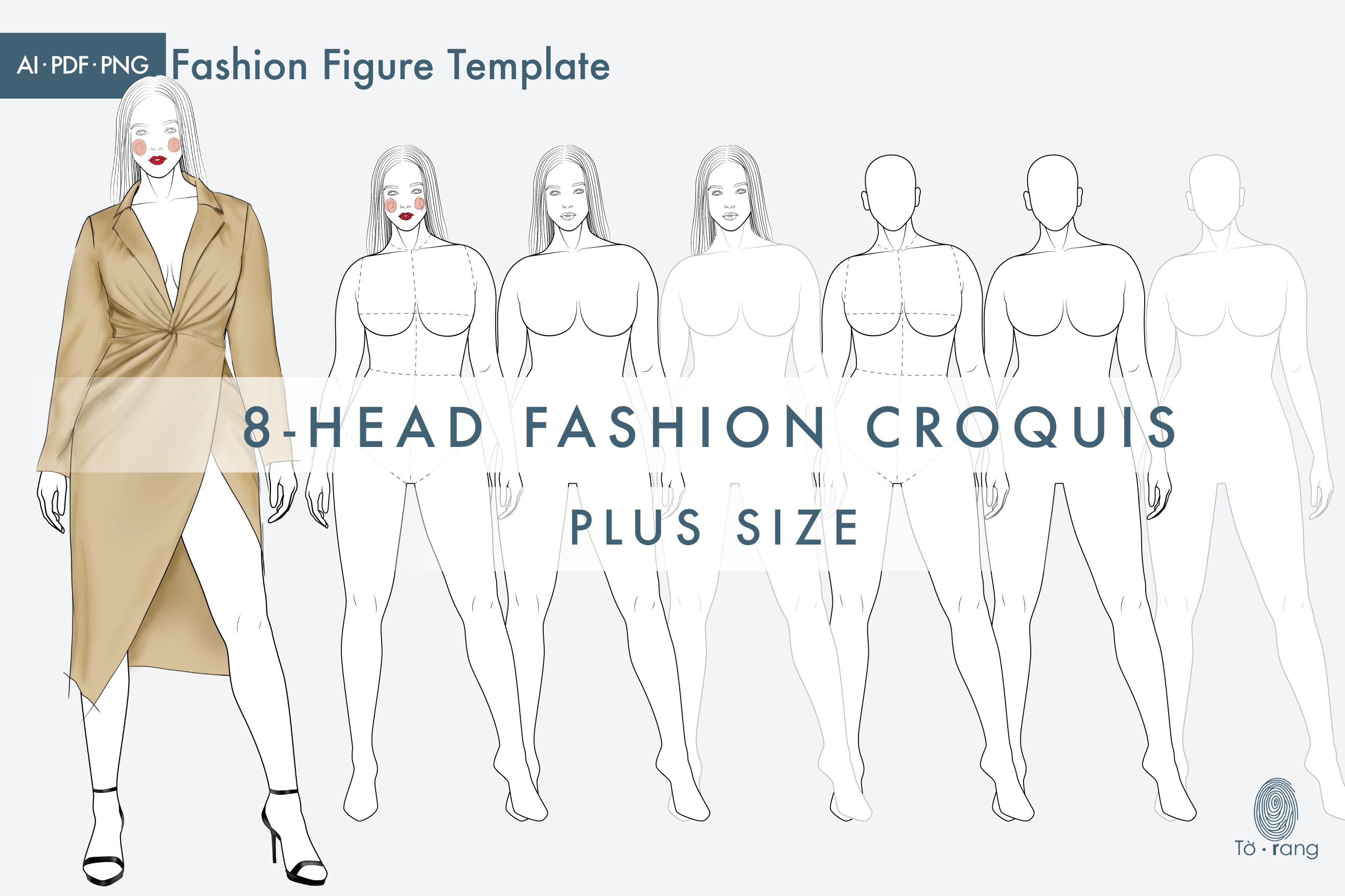 Plus Size Female Figure Templates for Fashion Illustrations, 8-Head Fashion  Croquis - Torang Artwork