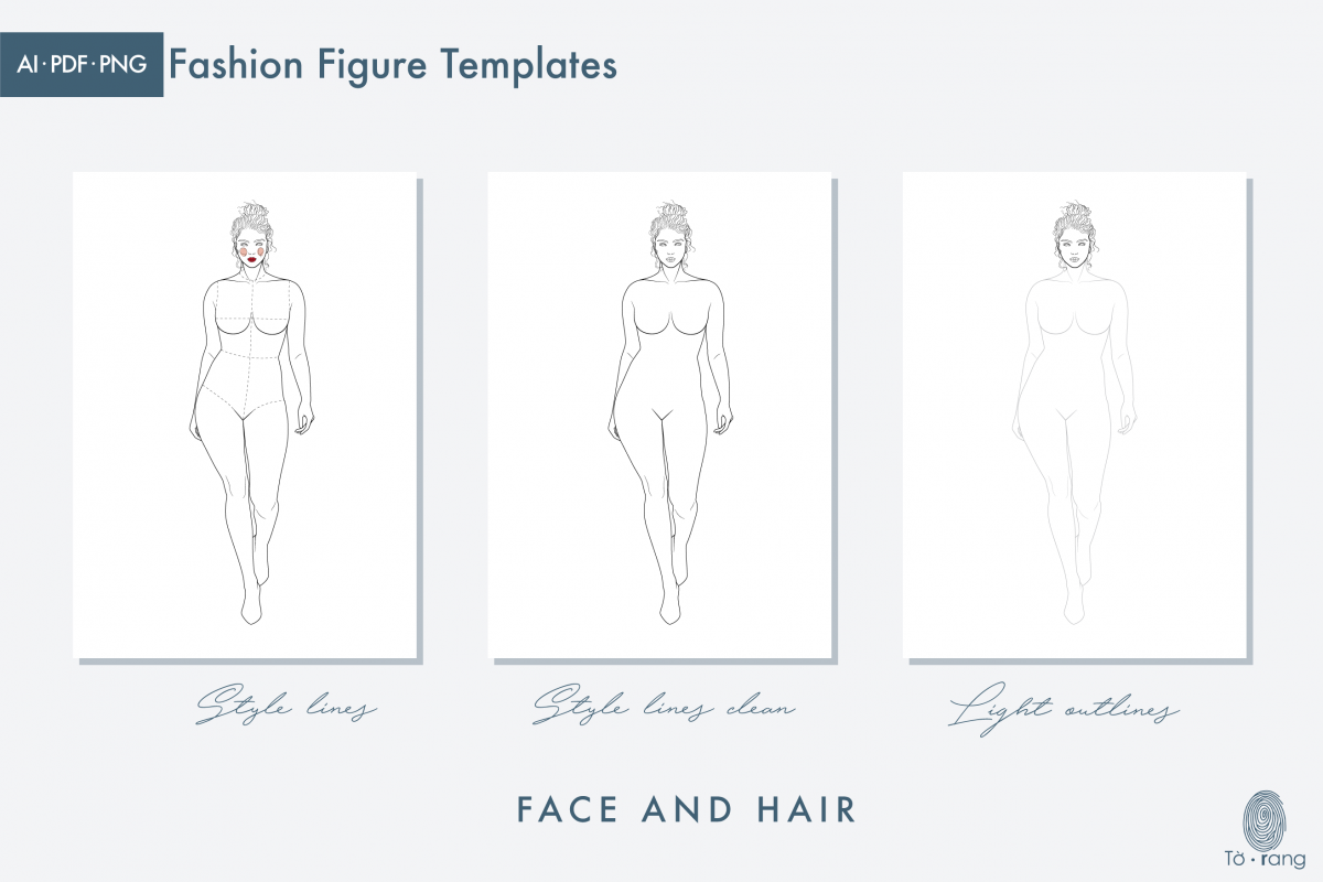 Female Plus Size Catwalk Model Fashion Croquis, 8-Head Fashion Figure - Image 3