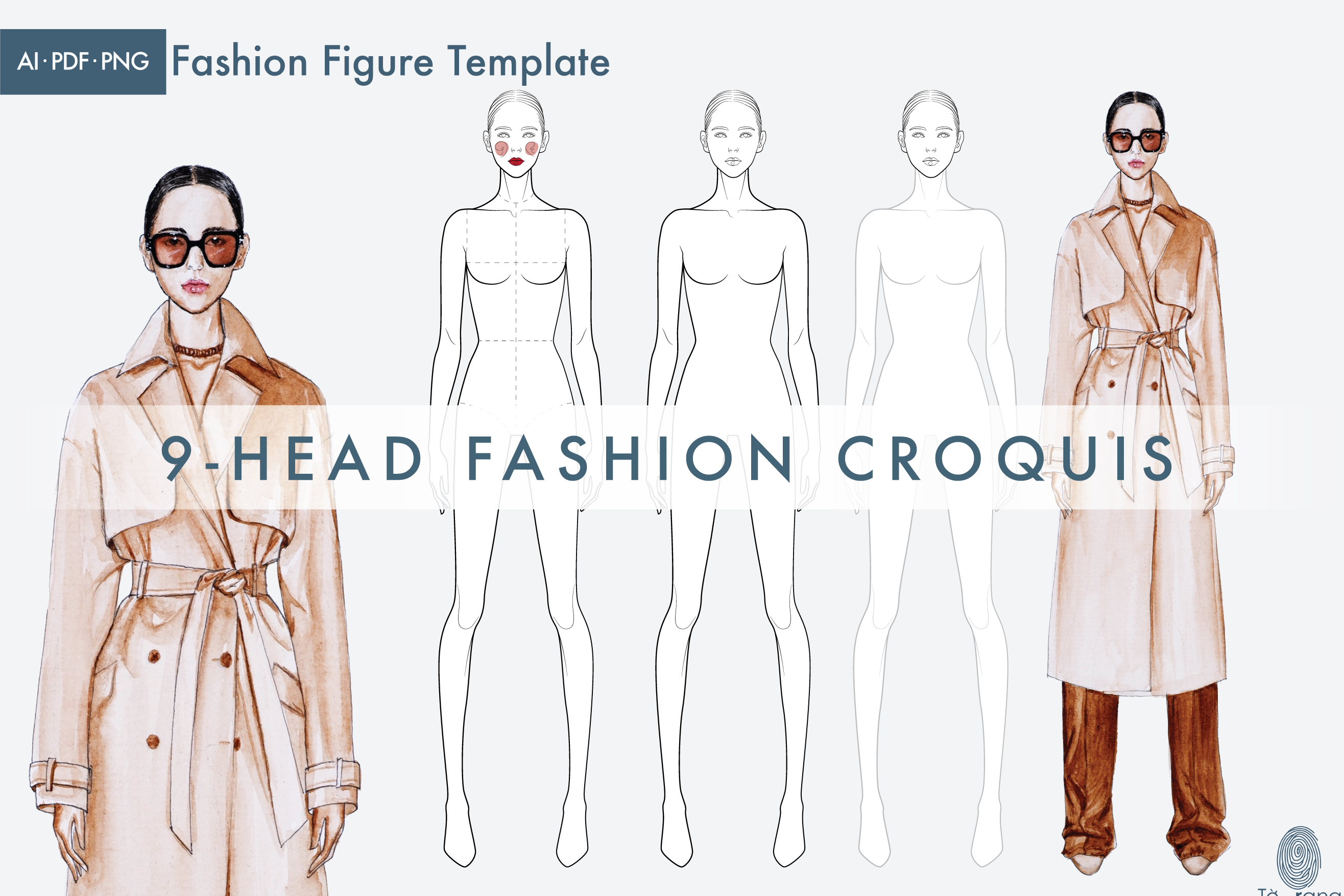 Fashion Body Figure Template 8heads / Women Croquis - Etsy
