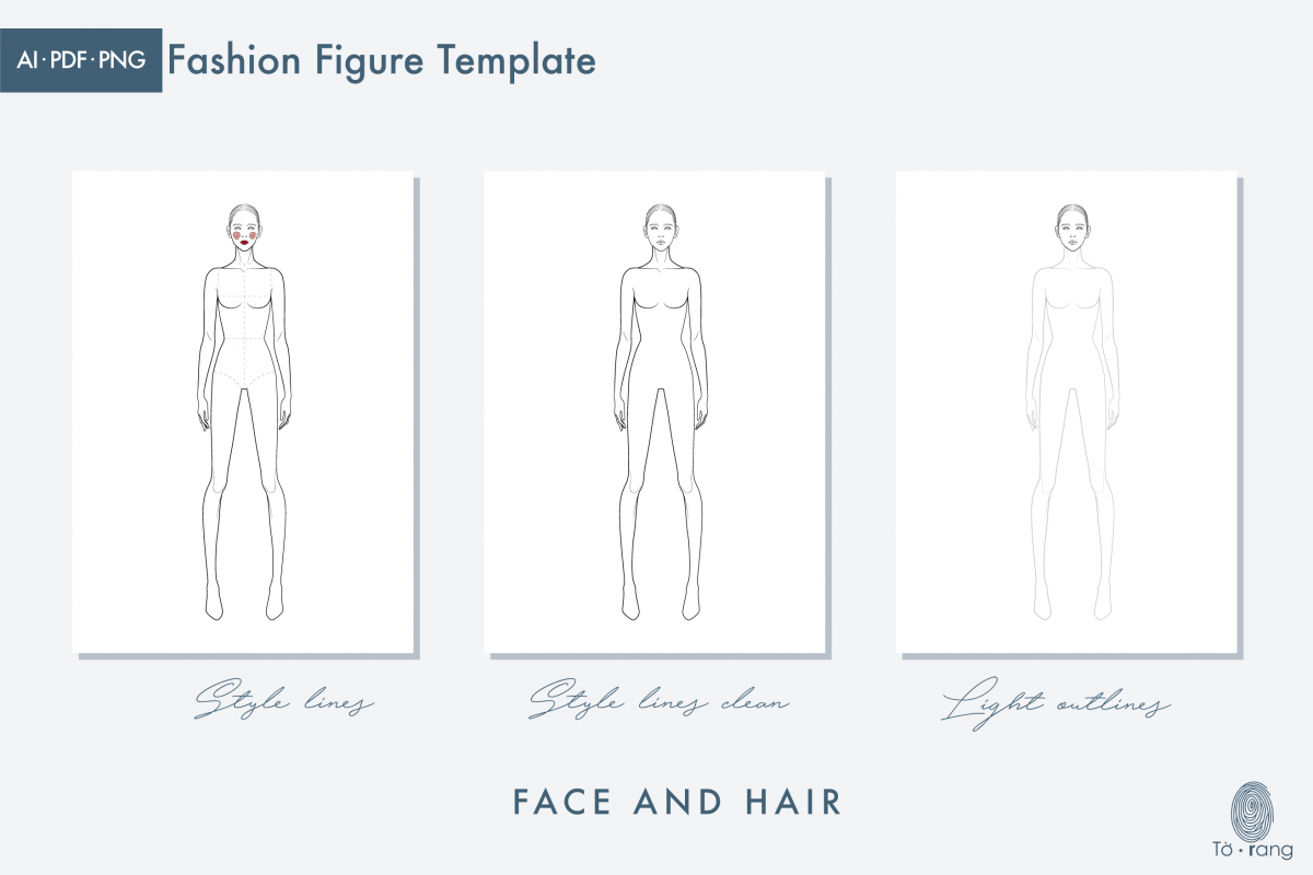 Female Fashion Figure Template – 9 Heads Fashion Croquis - Standing Pose - Image 3