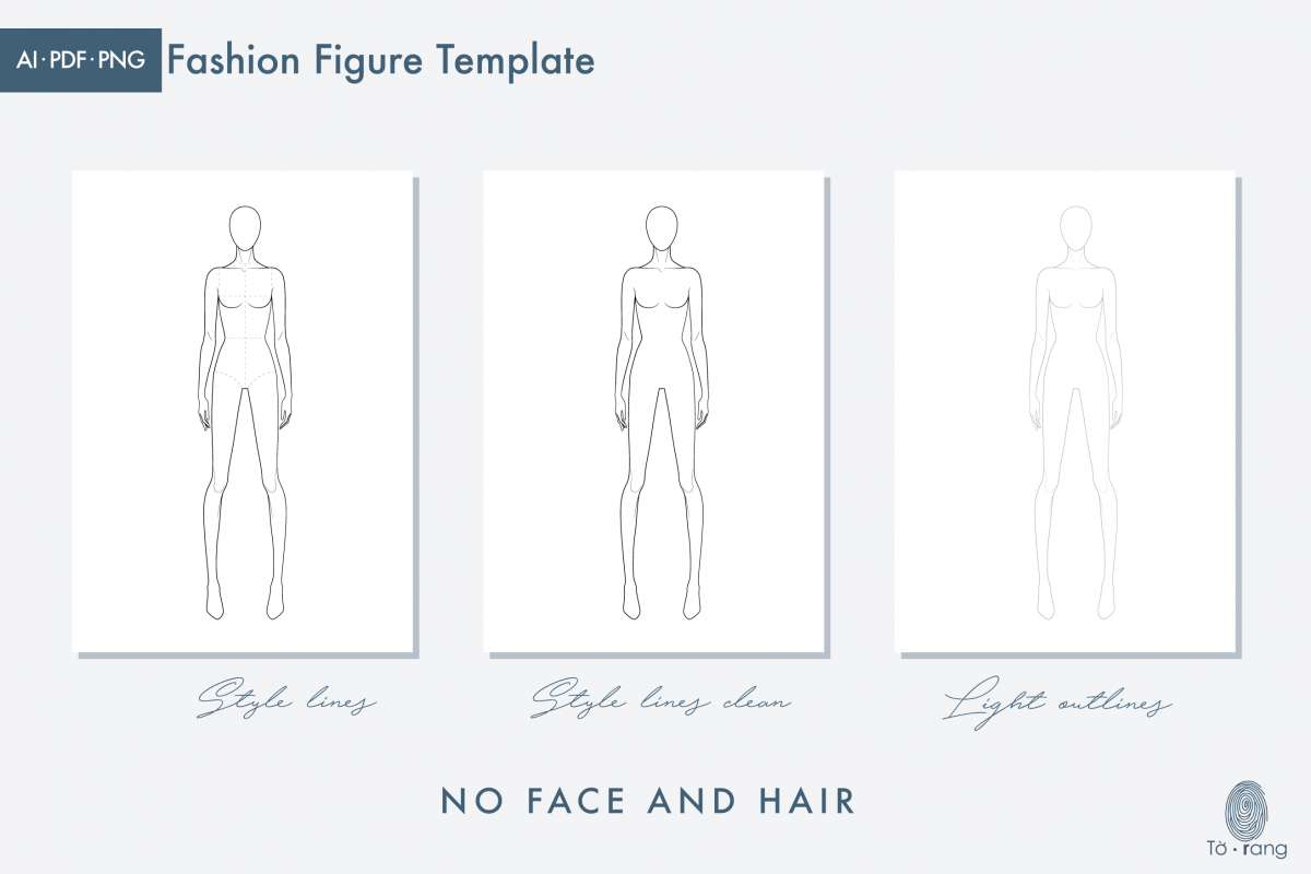 Female Fashion Figure Template – 9 Heads Fashion Croquis - Standing Pose - Image 4