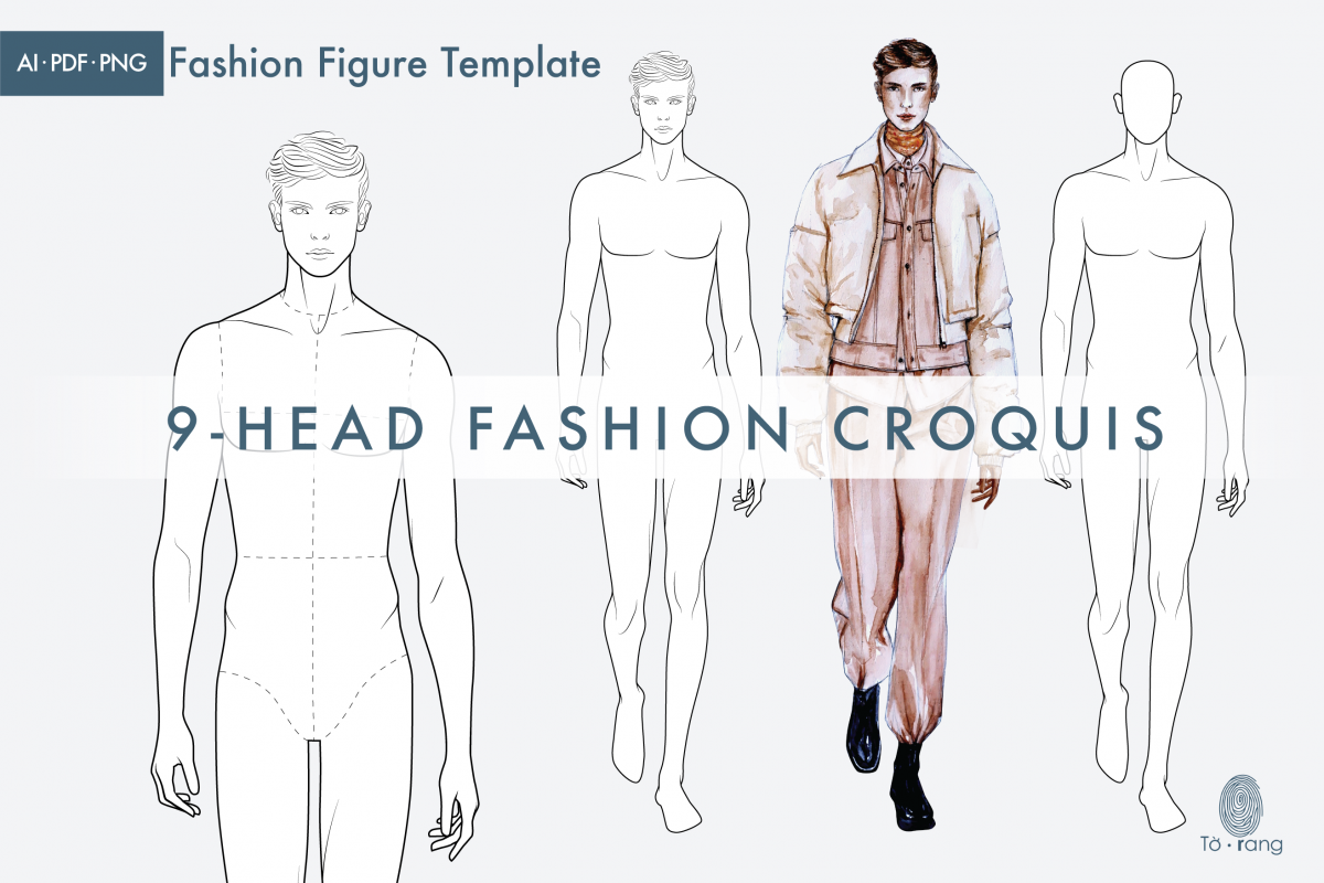 Male Croquis For Fashion Illustration 9 Head Fashion Figure Template Relaxed Pose Torang 5077