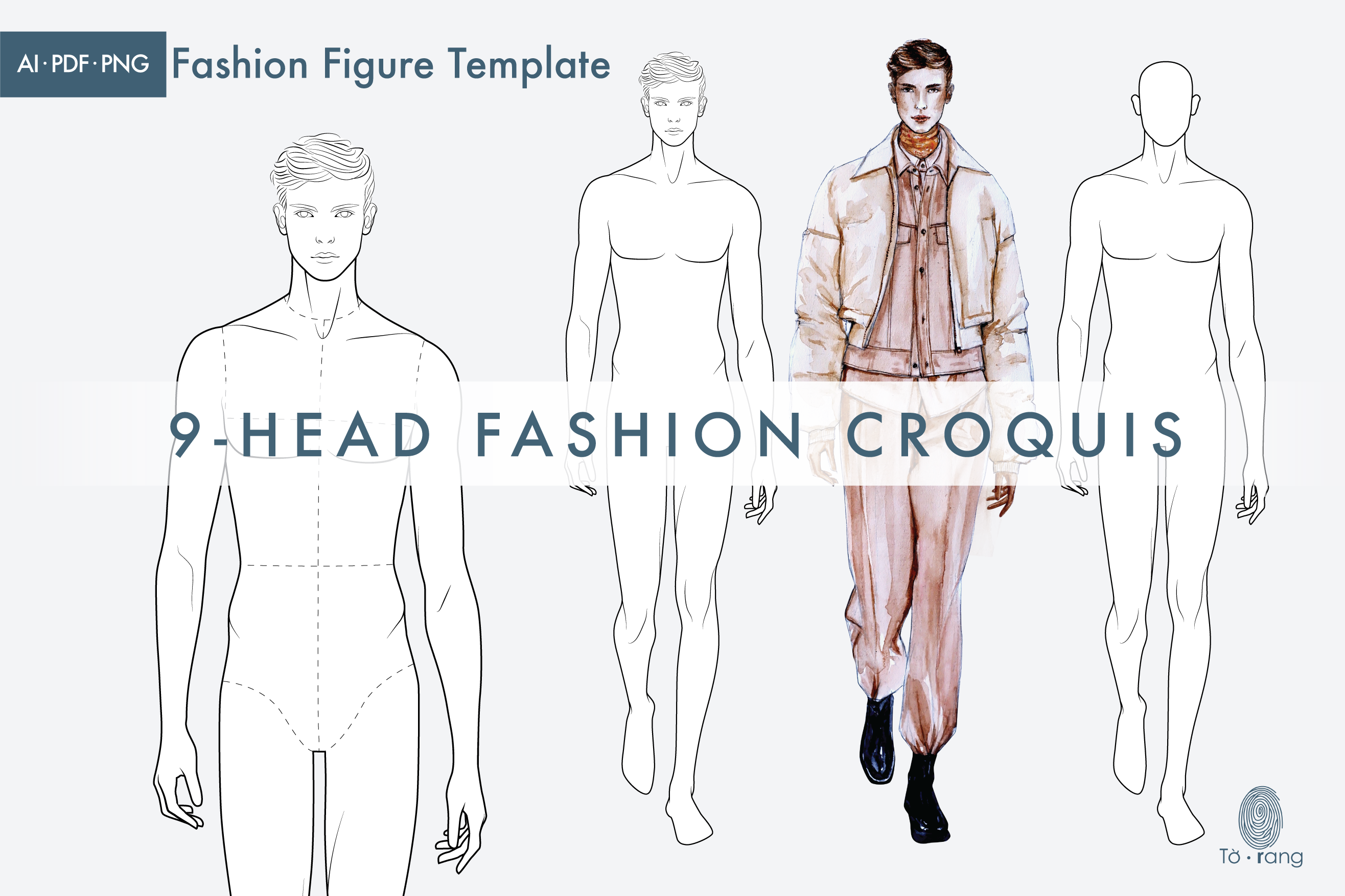 Male FASHION DESIGN CROQUIS Template Front and Back Views – Zoe Hong