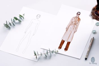 Female Fashion Figure Template – 9 Heads Fashion Croquis - Standing Pose - Image 5