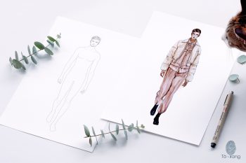 Male Fashion Figure Templates, 9-Head Fashion Croquis, Catwalk Pose - Image 5