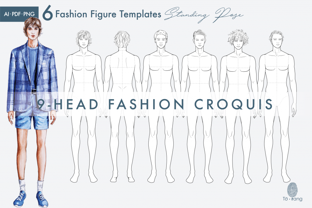 Male Croquis For Fashion Illustration, 9-Head Fashion Figure Template ...