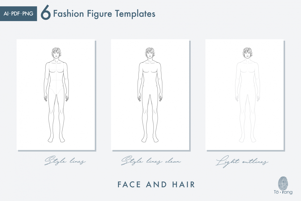 Male Standing Pose Croquis Bundle, Male Croquis for Fashion Illustration, 9-Head Fashion Figure Template - Image 4