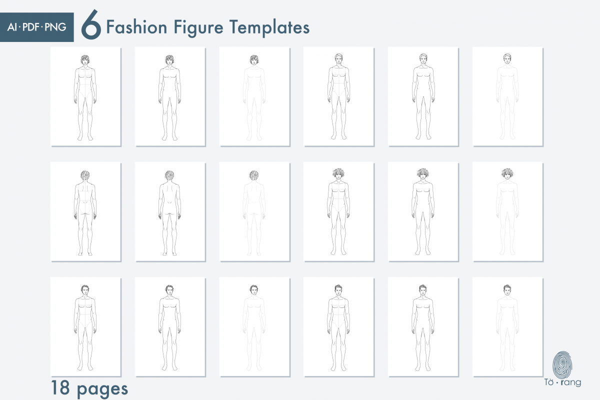 Male Standing Pose Croquis Bundle, Male Croquis for Fashion Illustration, 9-Head Fashion Figure Template - Image 2