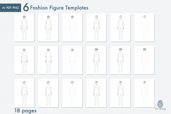 Male Standing Pose Croquis Bundle, Male Croquis for Fashion Illustration, 9-Head Fashion Figure Template - Image 2