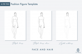 Female Fashion Figure Templates, Croquis Templates for Fashion Illustrations, 8 Head Fashion Croquis, Athletic Model Poses - Image 3