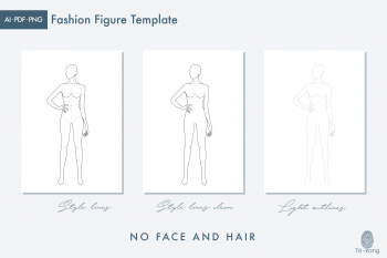 Female Fashion Figure Templates, Croquis Templates for Fashion Illustrations, 8 Head Fashion Croquis - Image 3