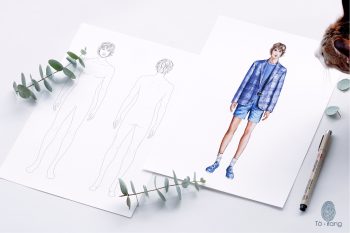 Male Standing Pose Croquis Bundle, Male Croquis for Fashion Illustration, 9-Head Fashion Figure Template - Image 6