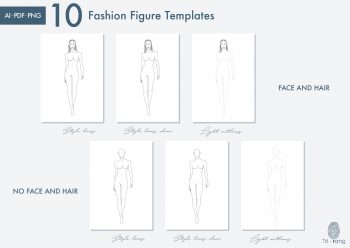 10 Female Fashion Croquis Templates, 8 Heads, Female Fashion Figure, Fashion Illustration, Croquis Vector - Image 9
