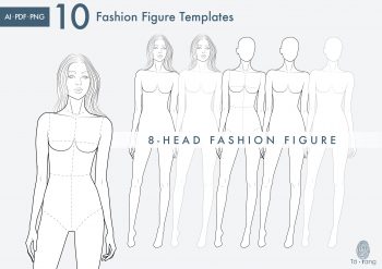10 Female Fashion Croquis Templates, 8 Heads, Female Fashion Figure, Fashion Illustration, Croquis Vector - Image 8