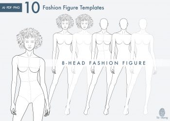 10 Female Fashion Croquis Templates, 8 Heads, Female Fashion Figure, Fashion Illustration, Croquis Vector - Image 6