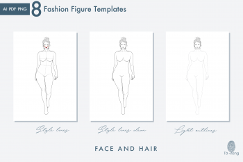 8 Female Plus Size Fashion Figure Templates, Curvy Croqui Templates, 8-Head Model Figures, Croquis Templates for Fashion Illustrations - Image 6
