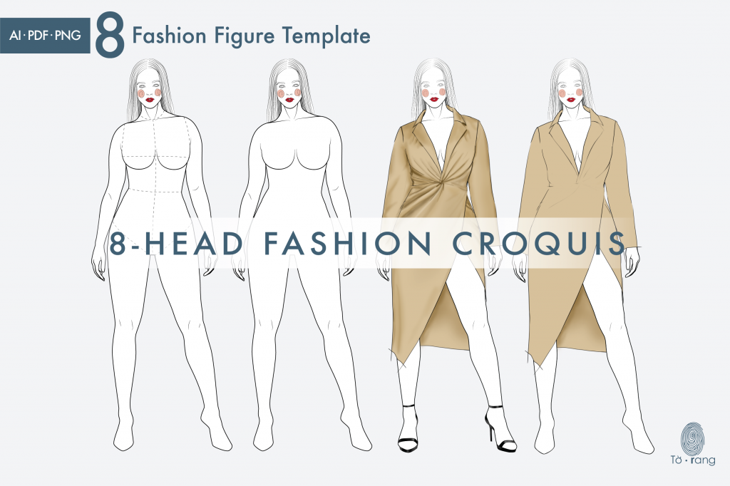 8 Female Plus Size Fashion Figure Templates, Curvy Croqui Templates, 8 ...