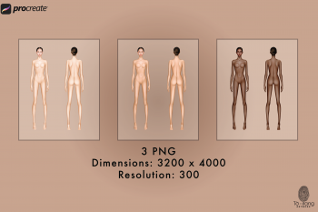 Female Fashion Croquis Templates, Front and Back, 3 Different Colored Skin Tones, 9-Head Fashion Figure, Fashion Illustration - Image 5