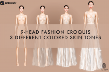 Female Fashion Croquis Templates, Front and Back, 3 Different Colored Skin Tones, 9-Head Fashion Figure, Fashion Illustration - Image 4