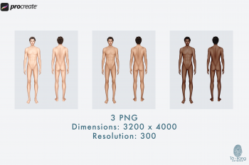 Male Fashion Croquis Templates, Front and Back, 3 Different Colored Skin Tones, 9-Head Fashion Figure, Fashion Illustration - Image 4
