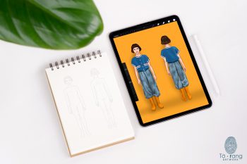 Kids (Girls) Fashion Figure Templates, 3 Different Colored Skin Tones, Children's Croquis, 7-Head Fashion Croquis, Front and Back Views - Image 5