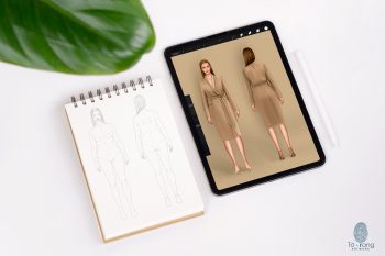 Plus Size Fashion Figure Templates, Curvy Croqui Templates, 3 Different Colored Skin Tones, 8-Head Fashion Croquis, Front and Back Views - Image 6