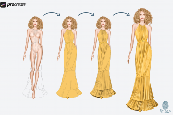Female Fashion Figure Templates, Catwalk Model, 4 Different Colored Skin Tones, 9 Head Fashion Croquis - Image 3