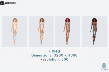 Female Fashion Figure Templates, Catwalk Model, 4 Different Colored Skin Tones, 9 Head Fashion Croquis - Image 4