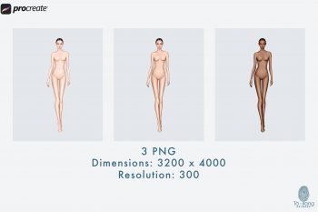 Female Fashion Croquis Templates, Runway Pose, 3 Different Colored Skin Tones, 9 Head Fashion Figure - Image 4