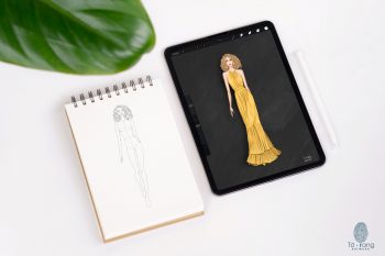 Female Fashion Figure Templates, Catwalk Model, 4 Different Colored Skin Tones, 9 Head Fashion Croquis - Image 5