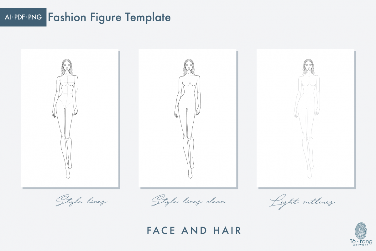 Female Fashion Croquis Templates, 10 Head Fashion Figure, Asian Model - Image 4
