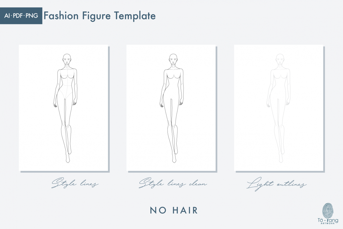 Female Fashion Croquis Templates, 10 Head Fashion Figure, Asian Model - Image 5