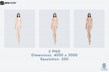 Female Fashion Croquis Templates, 10 Head Fashion Figure, Runway Pose, 3 Different Colored Skin Tones - Image 5