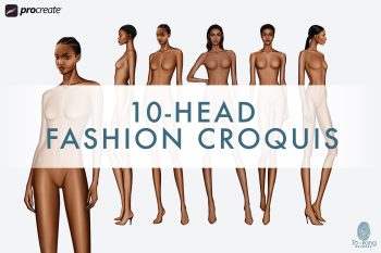 5 Female Fashion Croquis Templates - 3 Different Dark Skin Tones Color - 10 Head Fashion Figure - Image 3