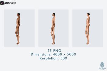 5 Female Fashion Croquis Templates - 3 Different Dark Skin Tones Color - 10 Head Fashion Figure - Image 4